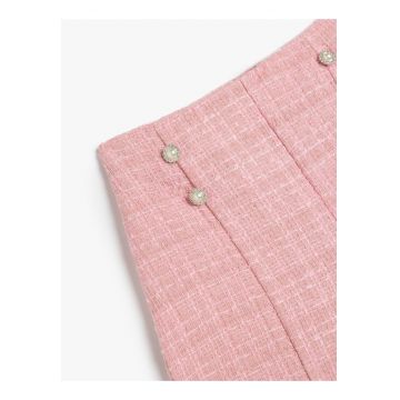 Pantaloni scurti din tuid cu nasturi tip bijuterie