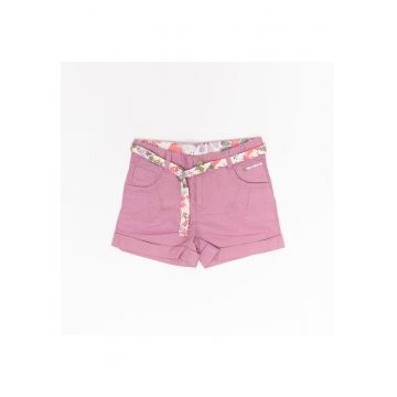 Pantaloni scurti fetite -  cu curea - 35412-1 - Mov -