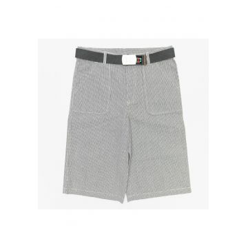Pantaloni scurti si curea - din bumbac - 22322 - Gri -