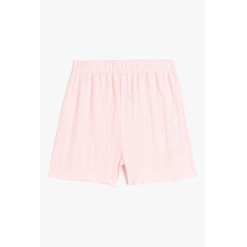 Pantaloni scurti vaporosi cu aspect texturat - Roz pastel -