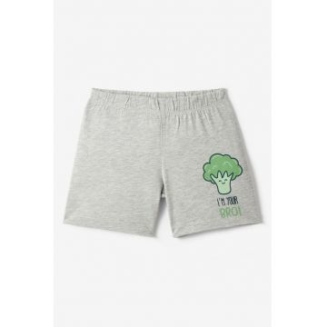 Pantaloni sscurti din bumbac cu imprimeu brocoli