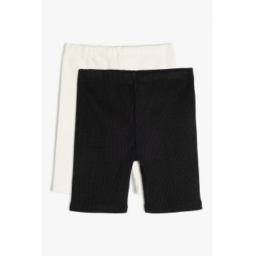 Set de coalnti scurti striati cu talie elastica - 2 perechi