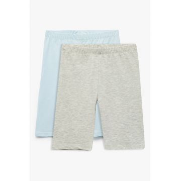 Set de colanti scurti cu model uni si talie elastica - 2 piese