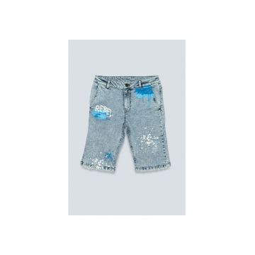 Bermude din denim cu imprimeu