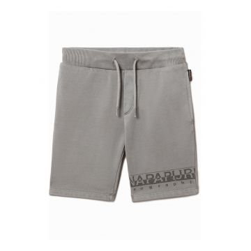 Bermude din jerseu cu imprimeu logo Saleina - Gri melange