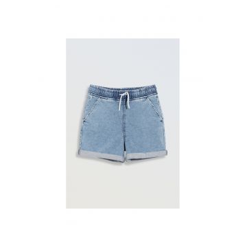 Blugi scurti din amestec de bumbac cu snur
