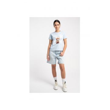 Blugi scurti uni cu croiala dreapta - Albastru