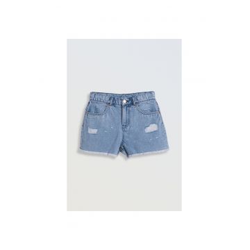 Blugi uni scurti cu franjuri - Albastru