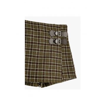 Fusta-pantalon din amestec de lana - in carouri