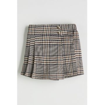 Fusta-pantalon in carouri cu talie medie