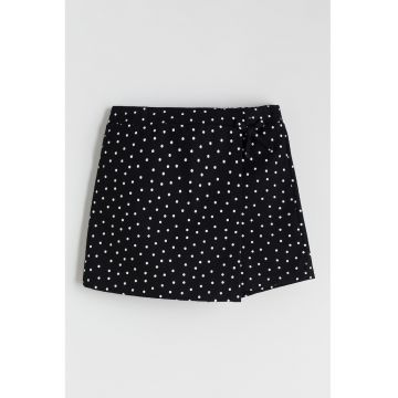 Fusta-pantalon mini cu buline - Alb/Negru