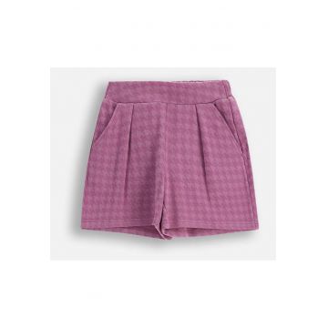 Pantaloni scurti cu croiala ampla si model houndstooth