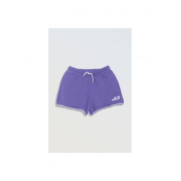 Pantaloni scurti cu imprimeu text si elastic in talie