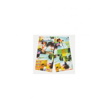 Pantaloni scurti cu imprimeu tropiacal din bumbac