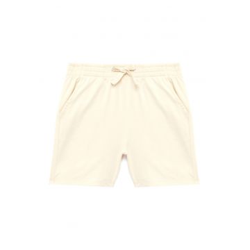 Pantaloni scurti cu snur de ajustare in talie - Bej deschis