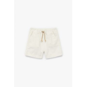 Pantaloni scurti de bumbac cu buzunare - Alb