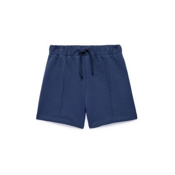 Pantaloni scurti de bumbac cu pensa - Bleumarin