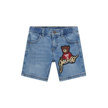 Pantaloni scurti de denim cu aplicatie logo
