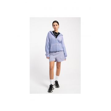 Pantaloni scurti de trening cu buzunare laterale aplicate - Lila