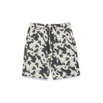 Pantaloni scurti din bumbac cu model - Negru/Gri deschis