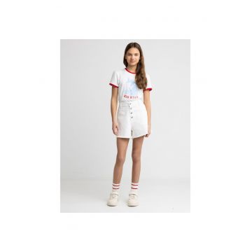 Pantaloni scurti din denim cu terminatie franjurata