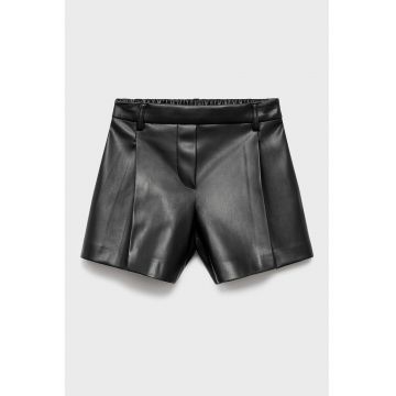 Pantaloni scurti din piele ecologica cu talie elastica