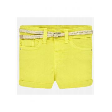 Pantaloni scurti fete  bumbac/elastan - galben -