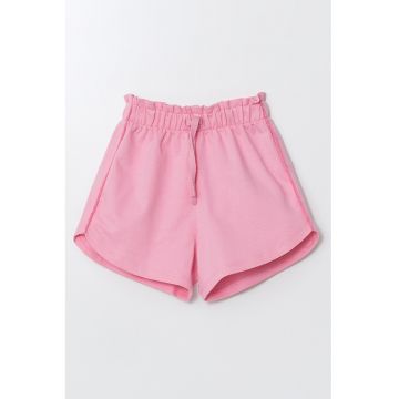 Pantaloni scurti uni cu snur - Roz