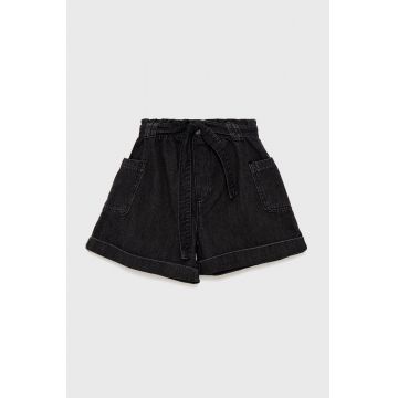 Birba&Trybeyond pantaloni scurti din denim pentru copii culoarea negru, neted