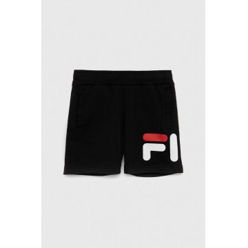 Fila pantaloni scurti copii culoarea negru, cu imprimeu, talie reglabila