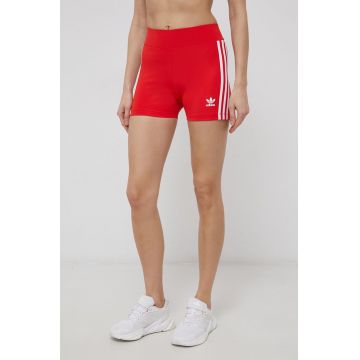 adidas Originals pantaloni scurți HC1958 femei, culoarea rosu, neted, high waist HC1958-VIVRED