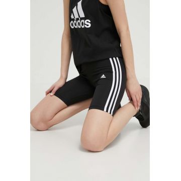 adidas Pantaloni scurți GR3866 femei, culoarea negru, cu imprimeu, high waist  GR3866