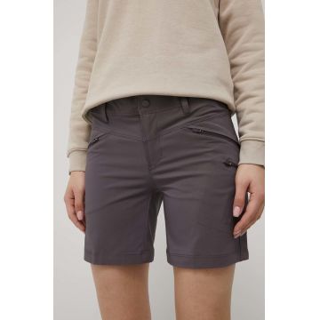 Columbia pantaloni scurți outdoor Peak to Point femei, culoarea gri, neted, medium waist