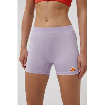 Ellesse pantaloni scurti femei, culoarea violet, neted, medium waist