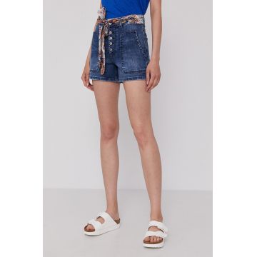 Mustang Pantaloni scurți jeans femei, material neted, high waist