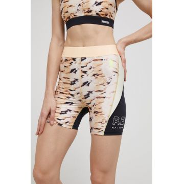 P.E Nation pantaloni scurti femei, culoarea bej, modelator, high waist
