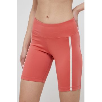 Reebok pantaloni scurți de antrenament Piping HA5725 femei, culoarea portocaliu, cu imprimeu, medium waist