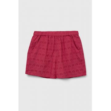 Sisley pantaloni scurți din bumbac pentru copii culoarea roz, neted