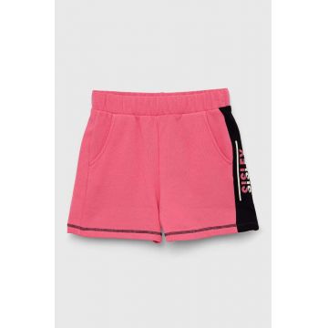 Sisley pantaloni scurți din bumbac pentru copii culoarea violet, cu imprimeu