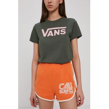 Superdry Pantaloni scurți femei, culoarea portocaliu, cu imprimeu, medium waist Superdry Pantaloni scurți femei, culoarea portocaliu, cu imprimeu, medium waist