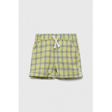 United Colors of Benetton pantaloni scurți de in pentru copii culoarea verde, modelator, talie reglabila