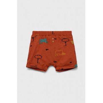 United Colors of Benetton pantaloni scurți din bumbac pentru bebeluși culoarea maro, modelator