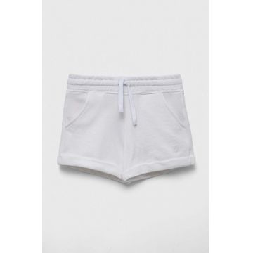 United Colors of Benetton pantaloni scurți din bumbac pentru copii culoarea alb, neted, talie reglabila