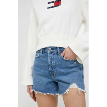 Abercrombie & Fitch pantaloni scurti jeans femei, neted, high waist