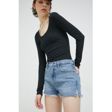 Abercrombie & Fitch pantaloni scurti jeans femei, neted, high waist