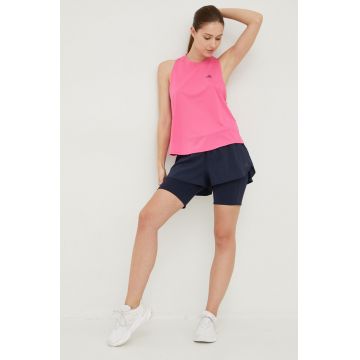 adidas Performance pantaloni scurți de alergare Run Icons femei, culoarea albastru marin, neted, medium waist