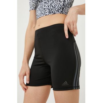 adidas Performance pantaloni scurți de alergare Run Icons femei, culoarea negru, cu imprimeu, high waist