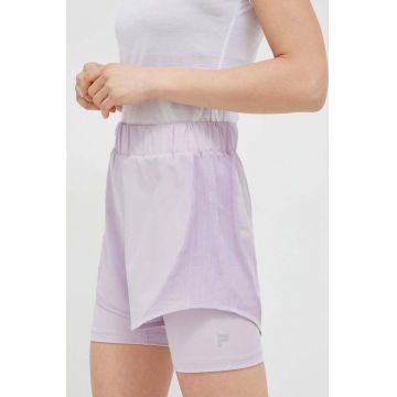 Fila pantaloni scurți de antrenament Revin culoarea violet, neted, high waist