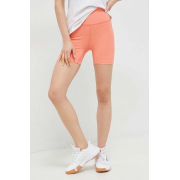 Helly Hansen pantaloni scurti sport Allure femei, culoarea portocaliu, neted, high waist