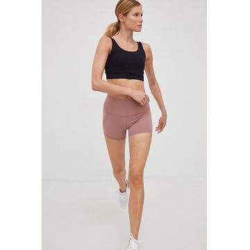 JOYINME pantaloni scurți de yoga Rise femei, culoarea roz, neted, medium waist